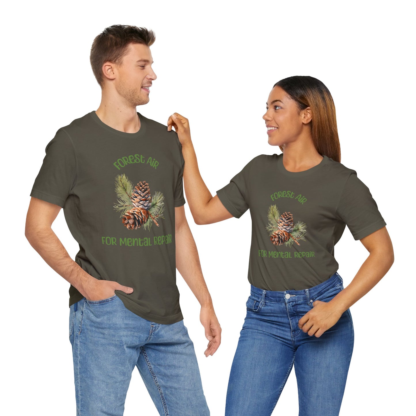 Forest Air Mental Repair Tee – Unisex Jersey Short Sleeve Shirt, Nature Lover Gift, Eco-Friendly Apparel, Gift for Hikers, Relaxation Wear