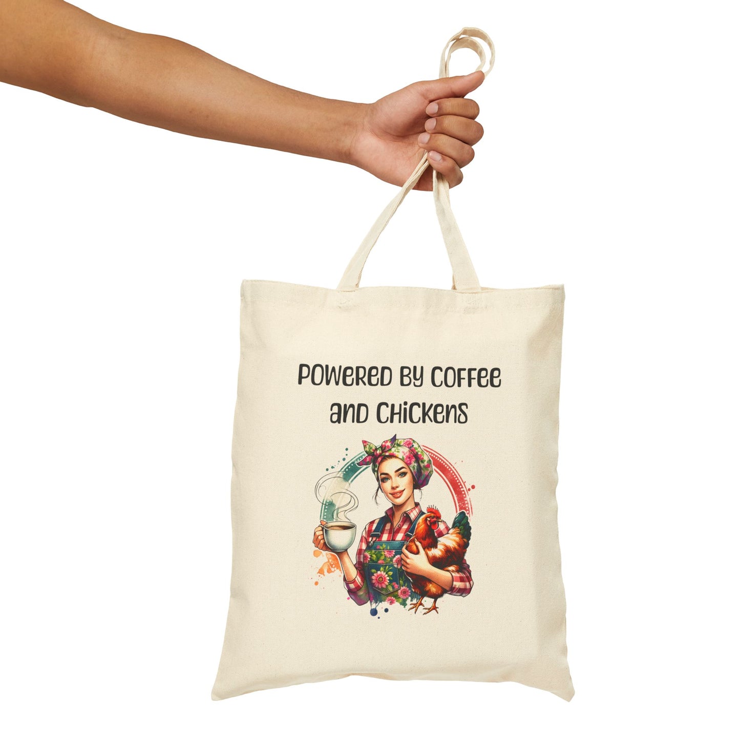 Powered by Coffee and Chickens Cotton Canvas Tote Bag