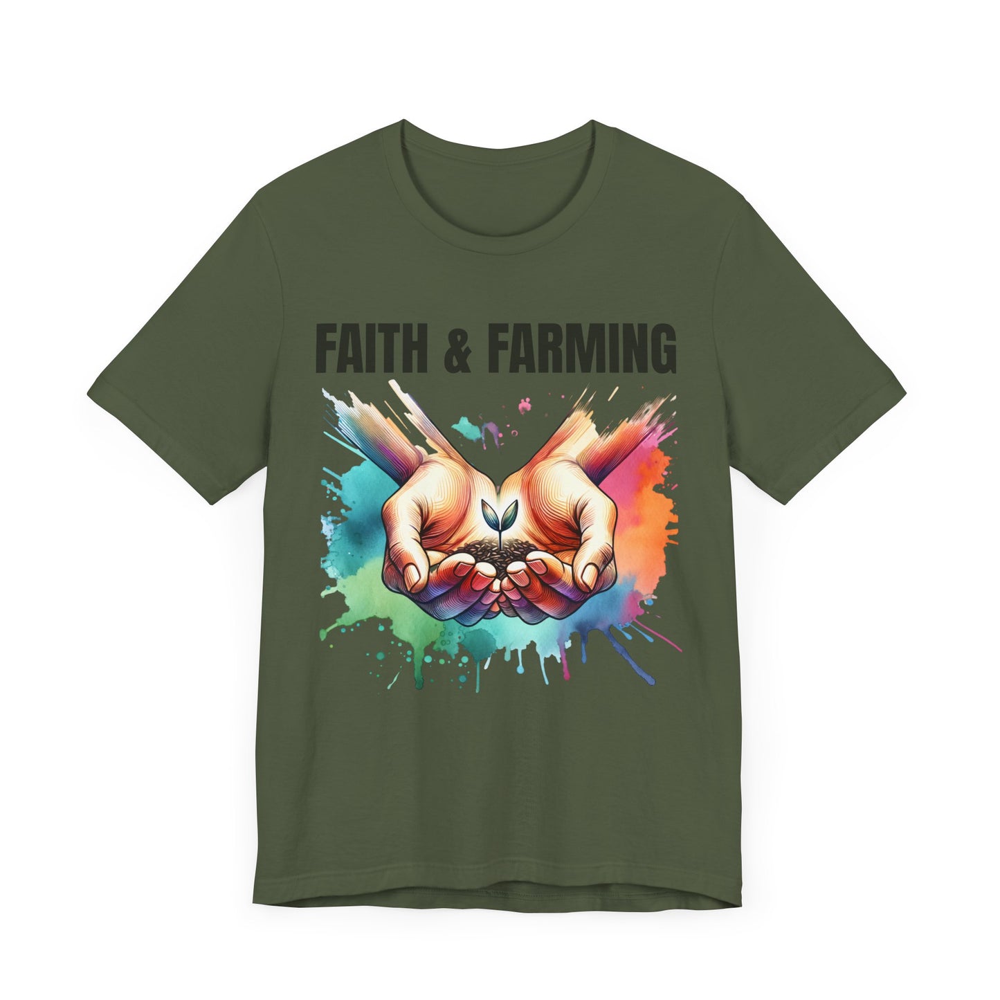 Unisex Jersey Short Sleeve Tee - "Faith & Farming" Inspirational Gardening Tee