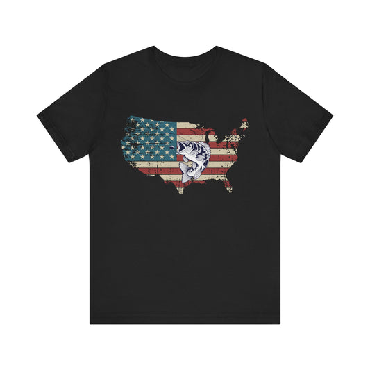 Patriotic USA Flag With Bass T Shirt