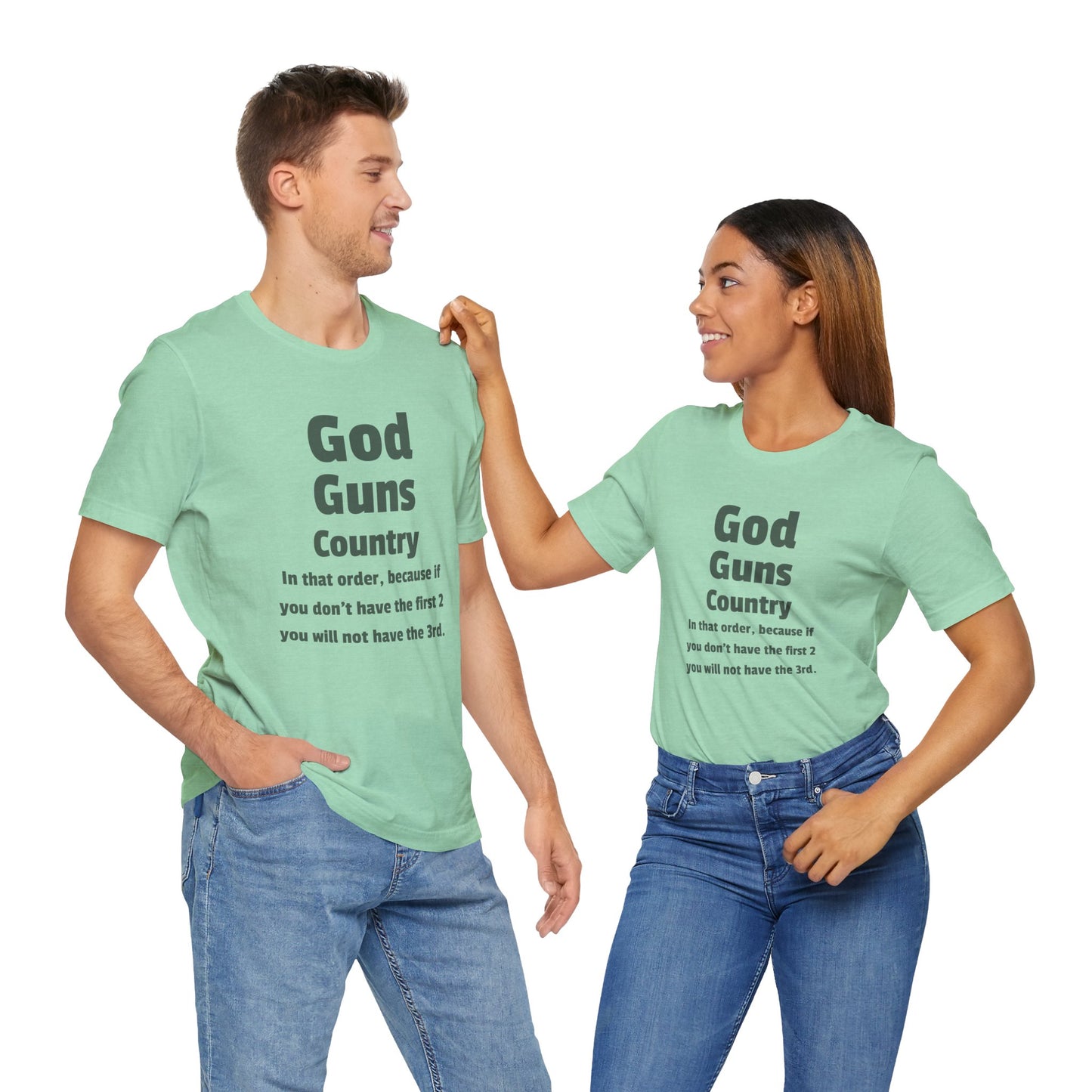 God Guns Country Tee - Unisex Short Sleeve Shirt, Casual Wear, Patriotic Gift, 4th of July, Everyday Style, Statement Apparel