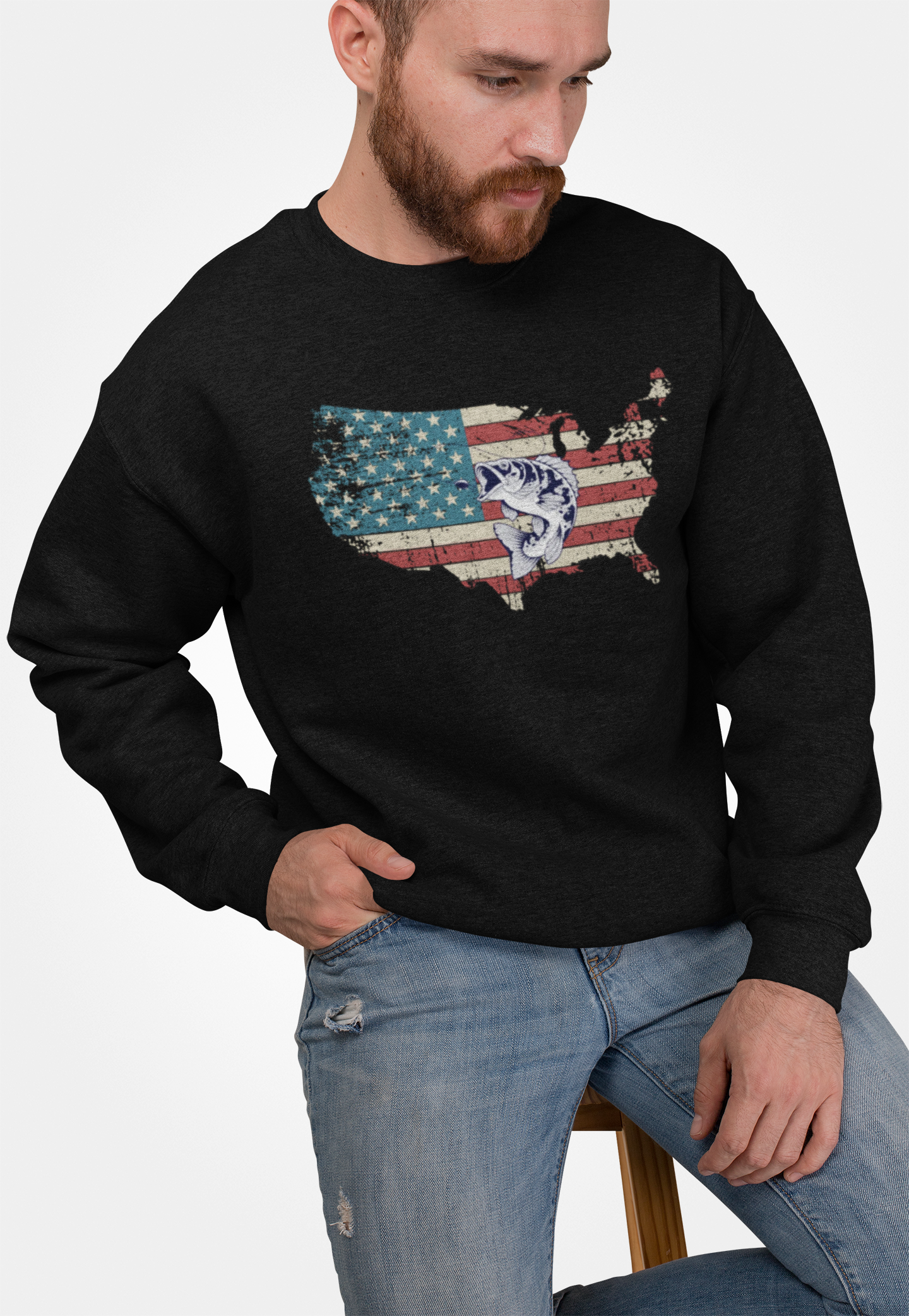 American Flag With Bass Sweatshirt
