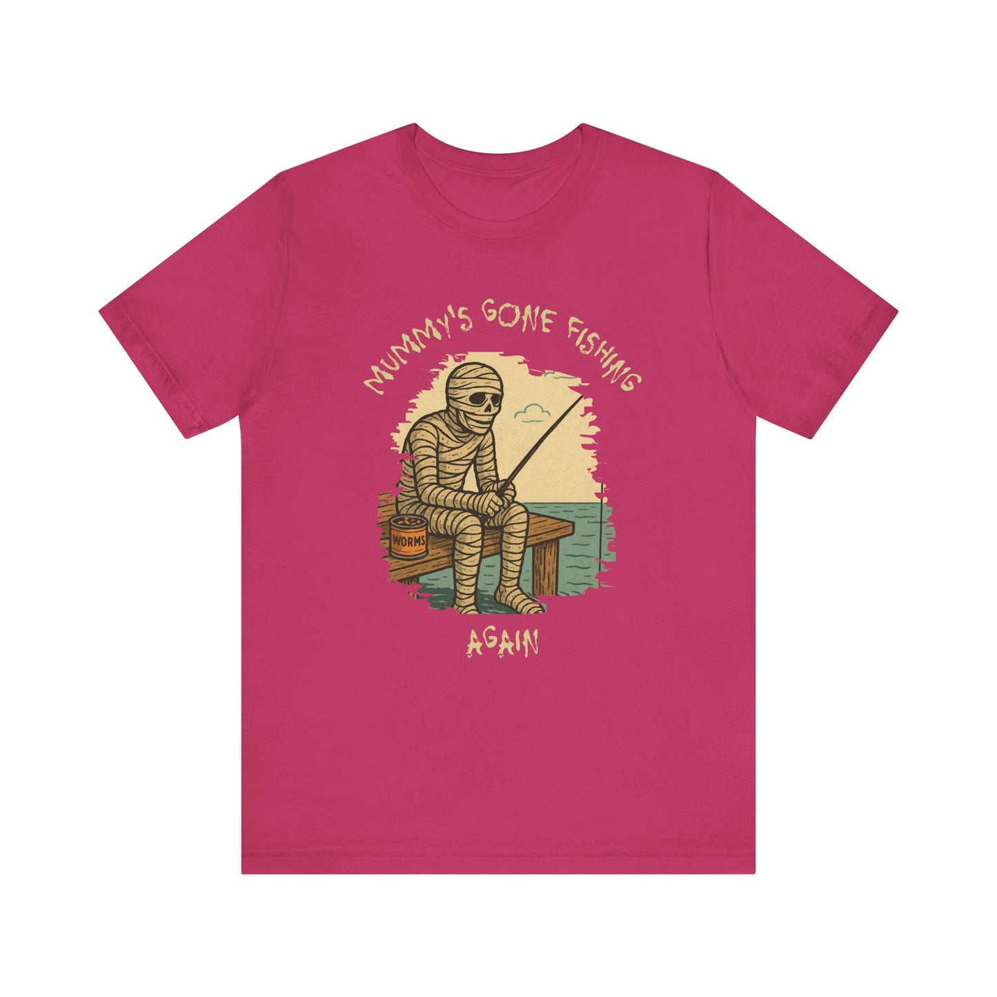 Funny Mummy Fishing T-Shirt – Halloween Fisherman Graphic Tee for Anglers