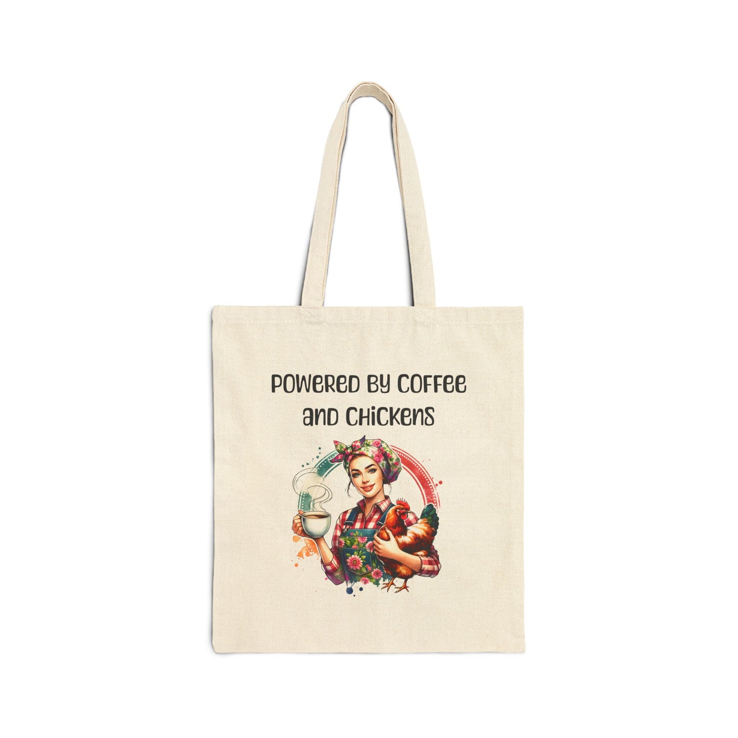 Powered by Coffee and Chickens Cotton Canvas Tote Bag