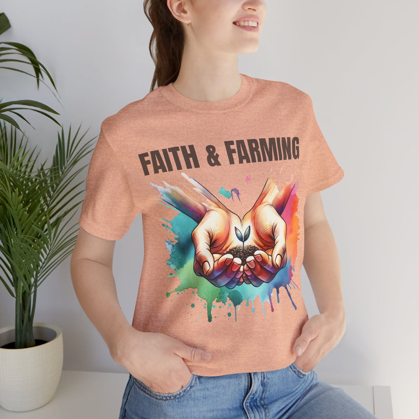 Unisex Jersey Short Sleeve Tee - "Faith & Farming" Inspirational Gardening Tee
