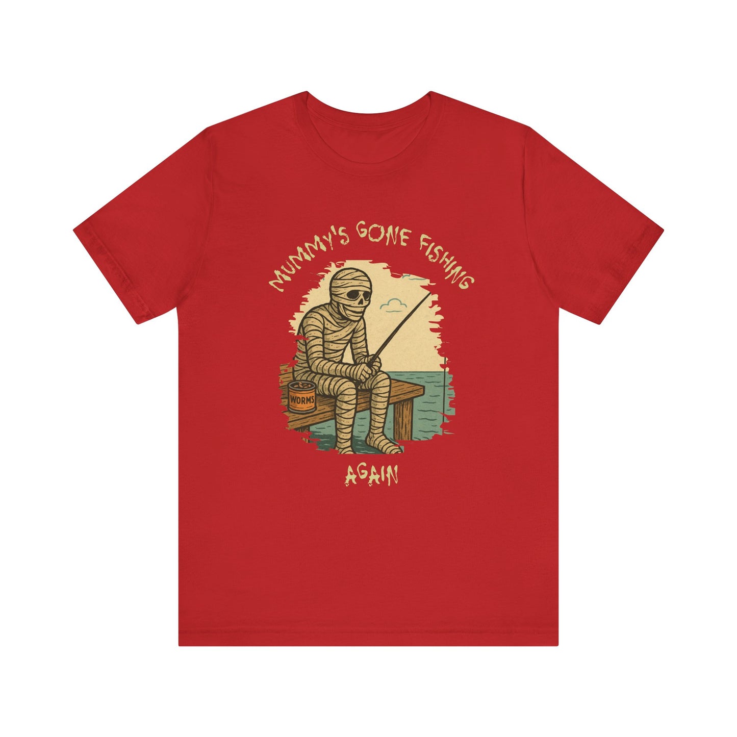Funny Mummy Fishing T-Shirt – Halloween Fisherman Graphic Tee for Anglers