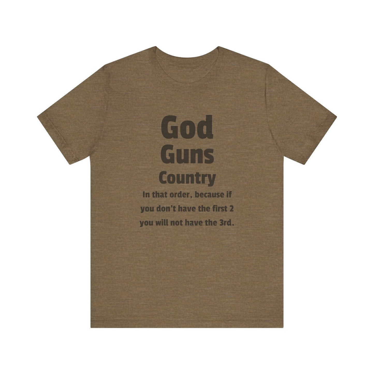 God Guns Country Tee - Unisex Short Sleeve Shirt, Casual Wear, Patriotic Gift, 4th of July, Everyday Style, Statement Apparel