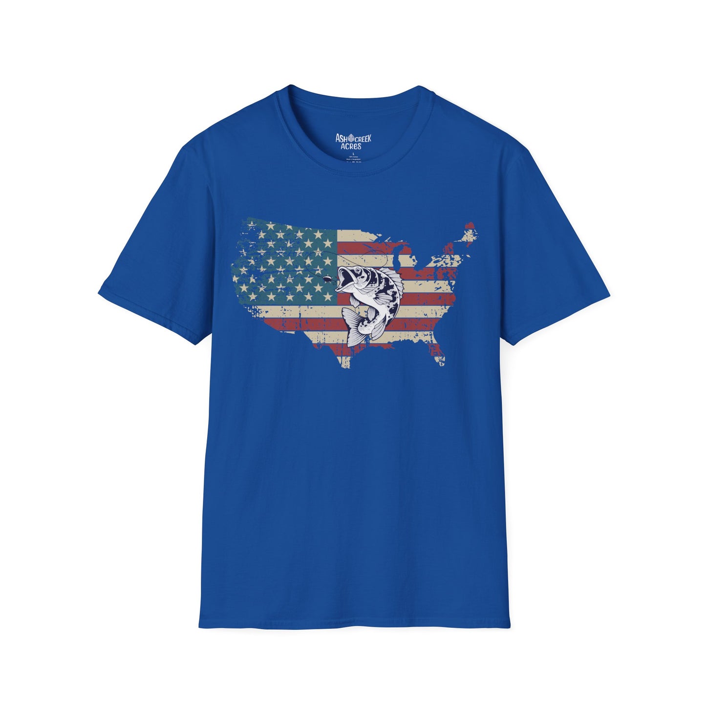American Flag USA Map T-Shirt with Bass Graphic