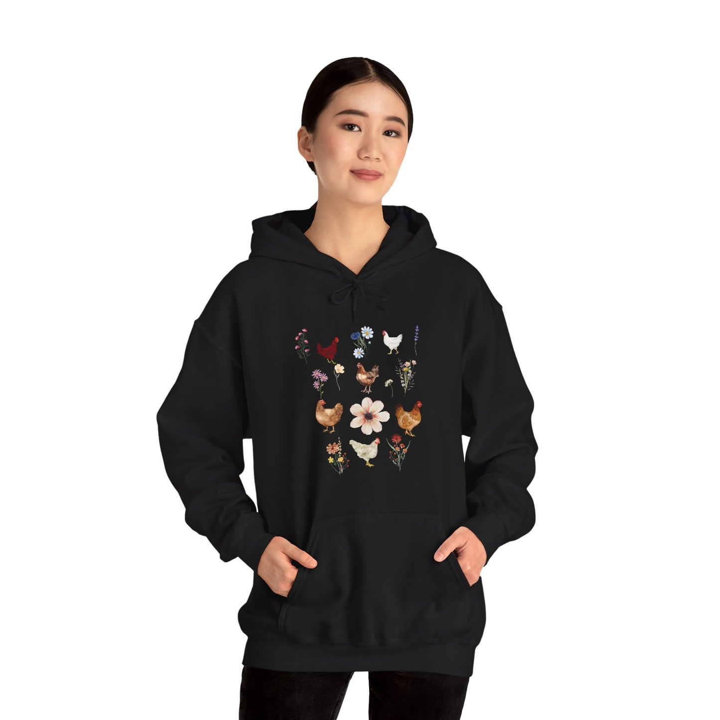 Chickens Wildflowers - Unisex Hoodie