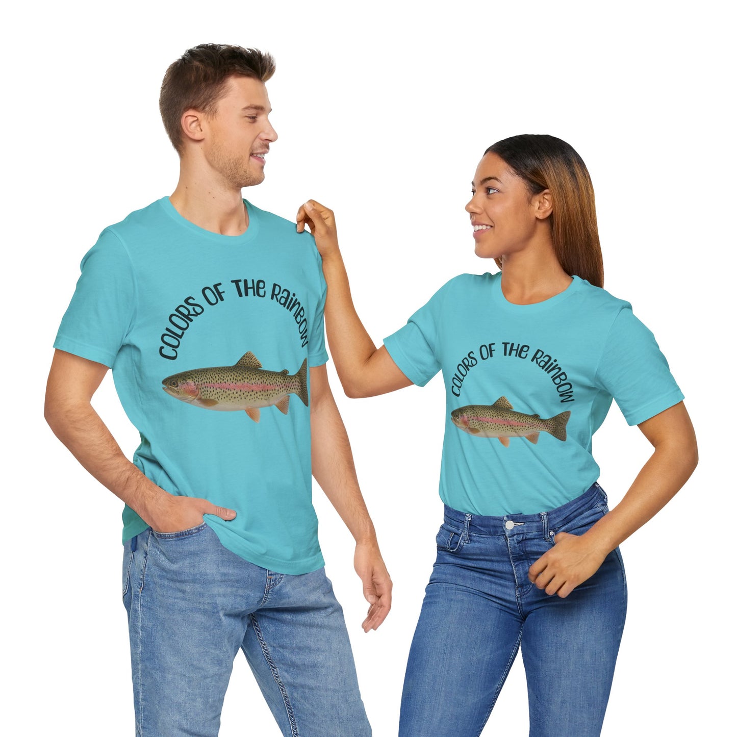 Rainbow Trout T Shirt, Colors of the Rainbow Trout Tee, Unisex Short Sleeve Shirt, Fishing Gift, Casual Wear, Outdoor Apparel