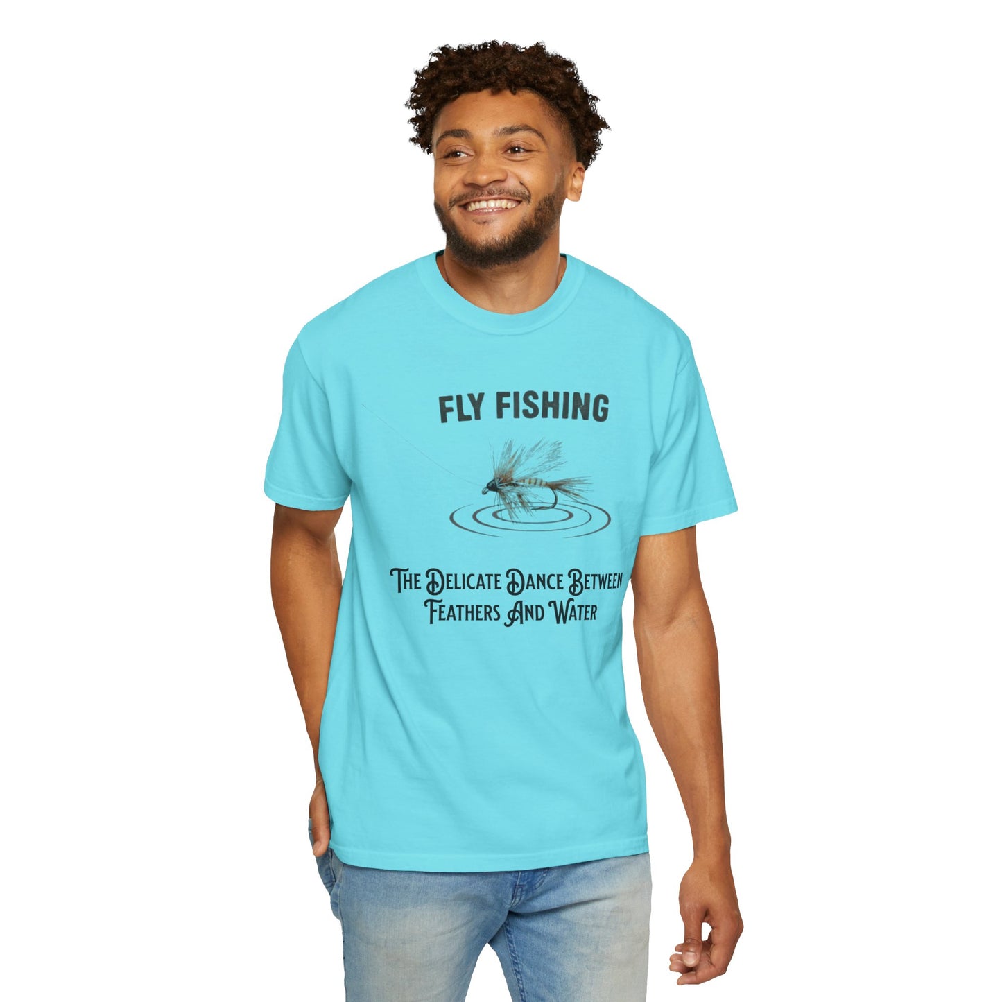 Fly Fishing T-Shirt — "The Delicate Dance Between Feathers and Water" Graphic Tee