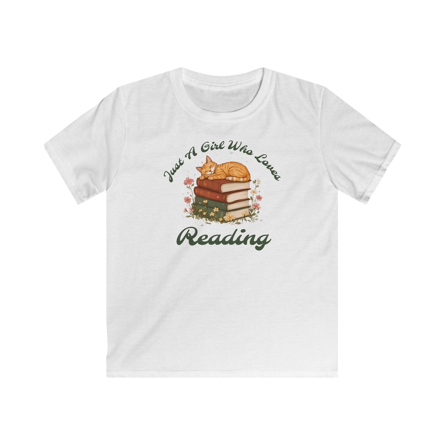 Kids Tee — "Just A Girl Who Loves Reading" Bookworm Shirt