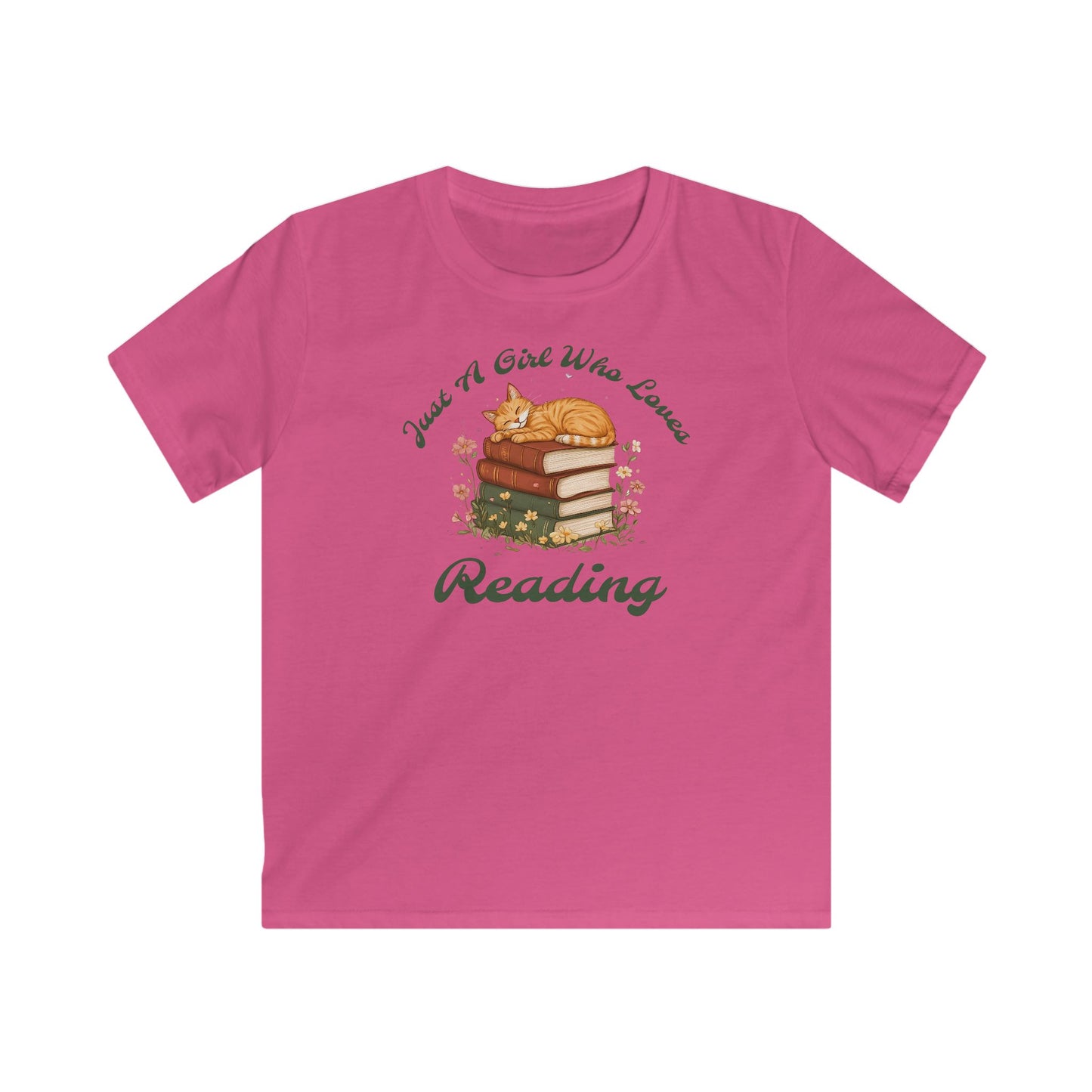 Kids Tee — "Just A Girl Who Loves Reading" Bookworm Shirt