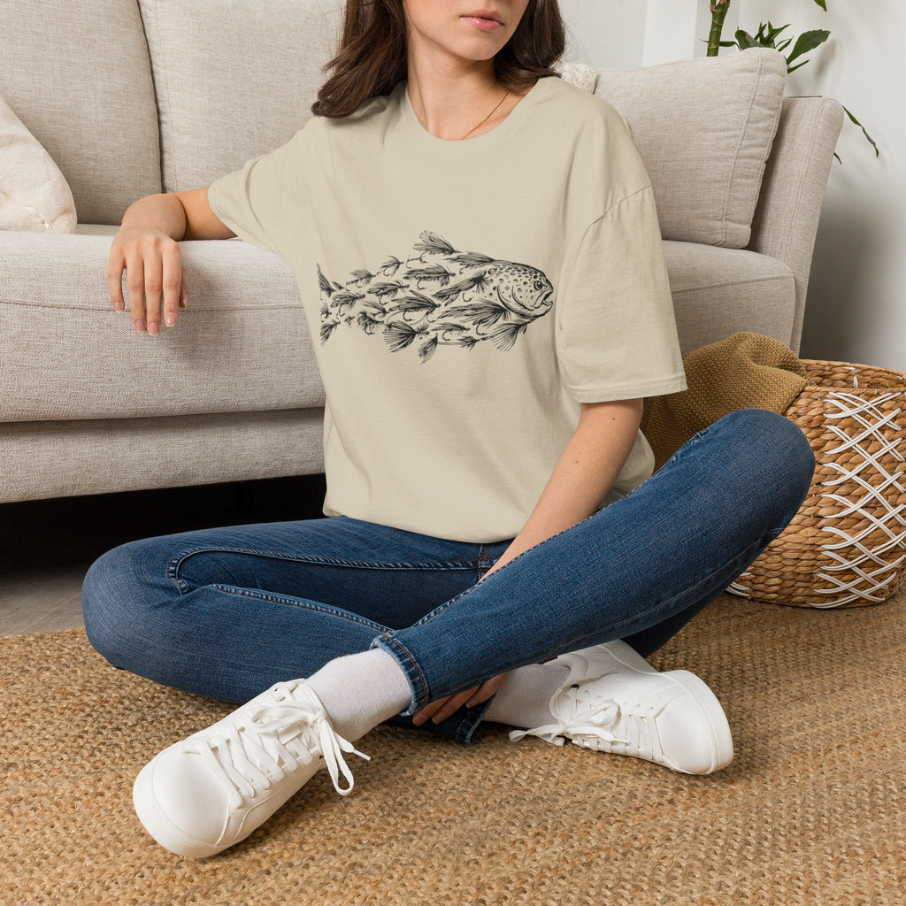 Trout Silhouette Made of Trout Flies Fishing T-Shirt