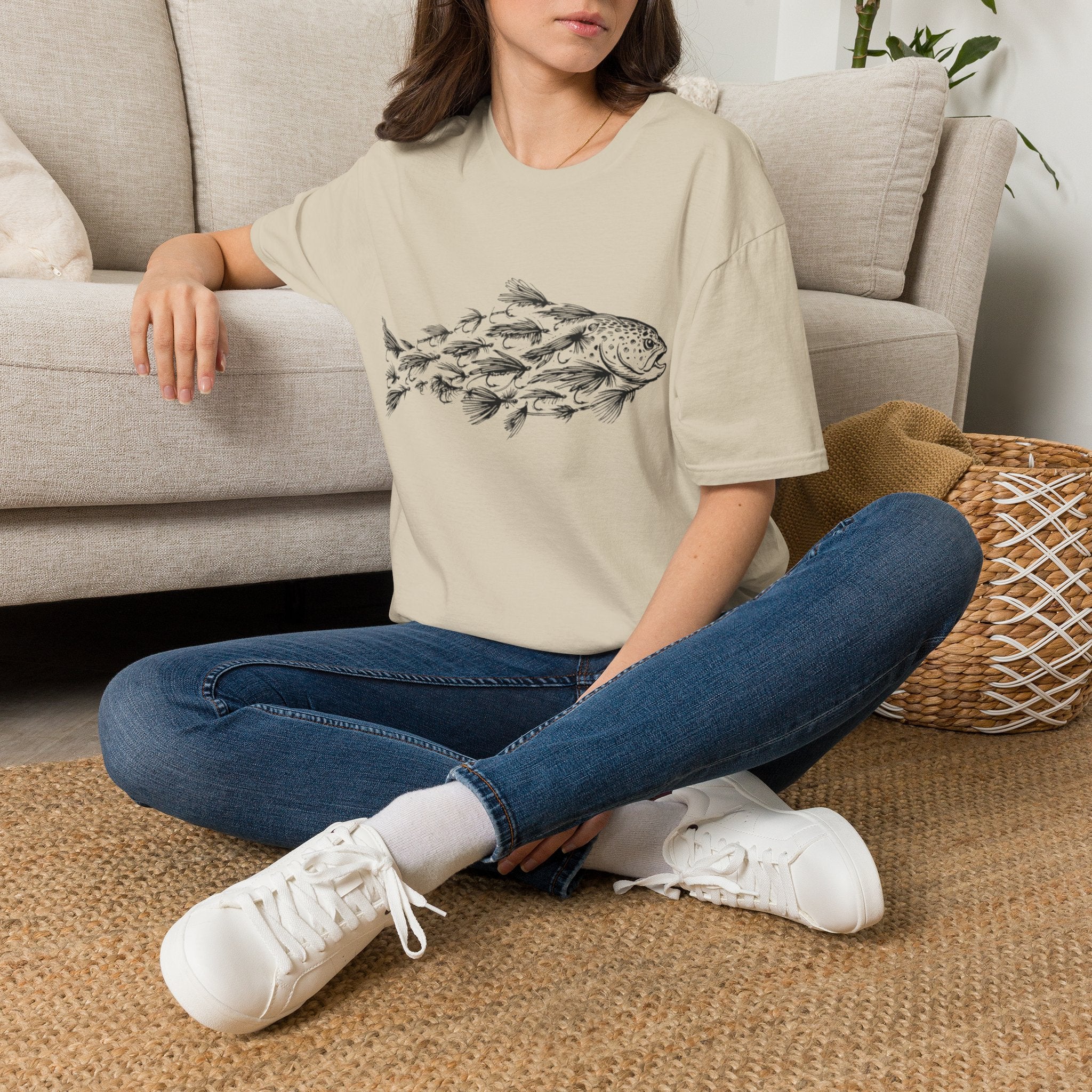 Trout Silhouette Made of Trout Flies Fishing T-Shirt