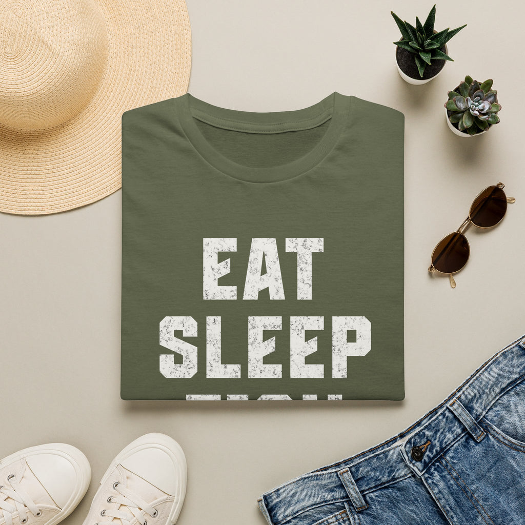 Eat Sleep Fish Repeat T-Shirt – Fishing Graphic Tee for Anglers
