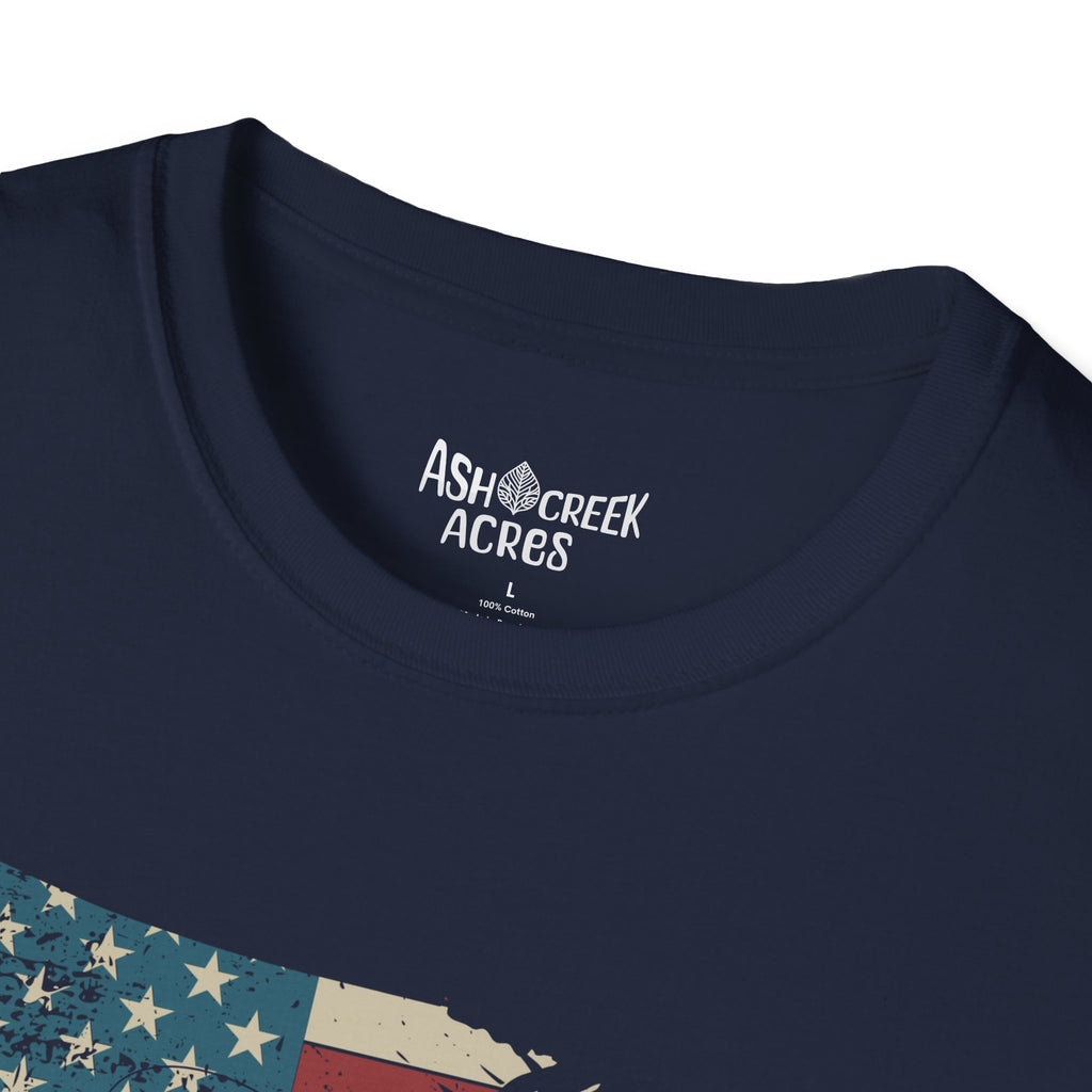 American Flag USA Map T-Shirt with Bass Graphic