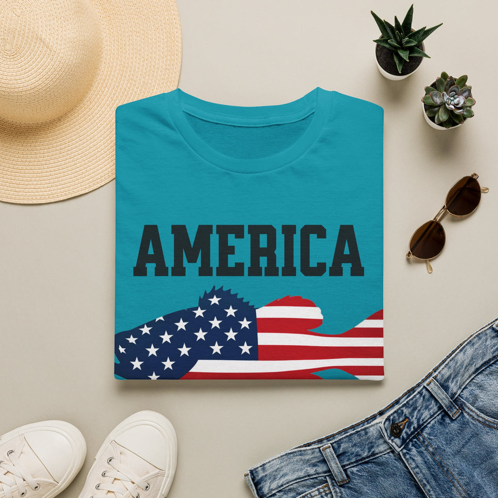 America Fish Flag T-Shirt — 250 Years of Freedom Patriotic Tee