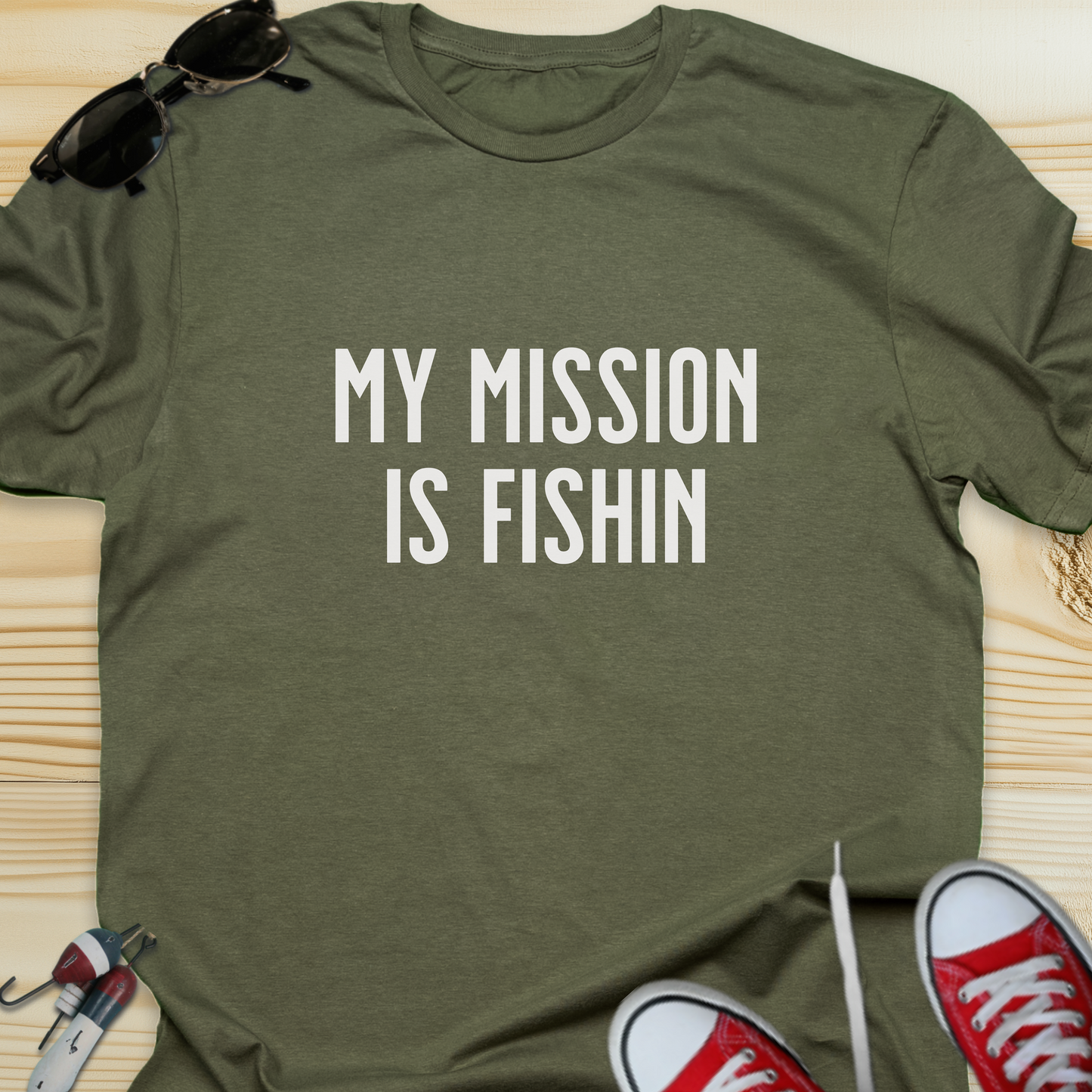 Fishing T-Shirt - "My Mission Is Fishin" Graphic Tee for Anglers