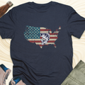 American Flag USA Map T-Shirt with Bass Graphic