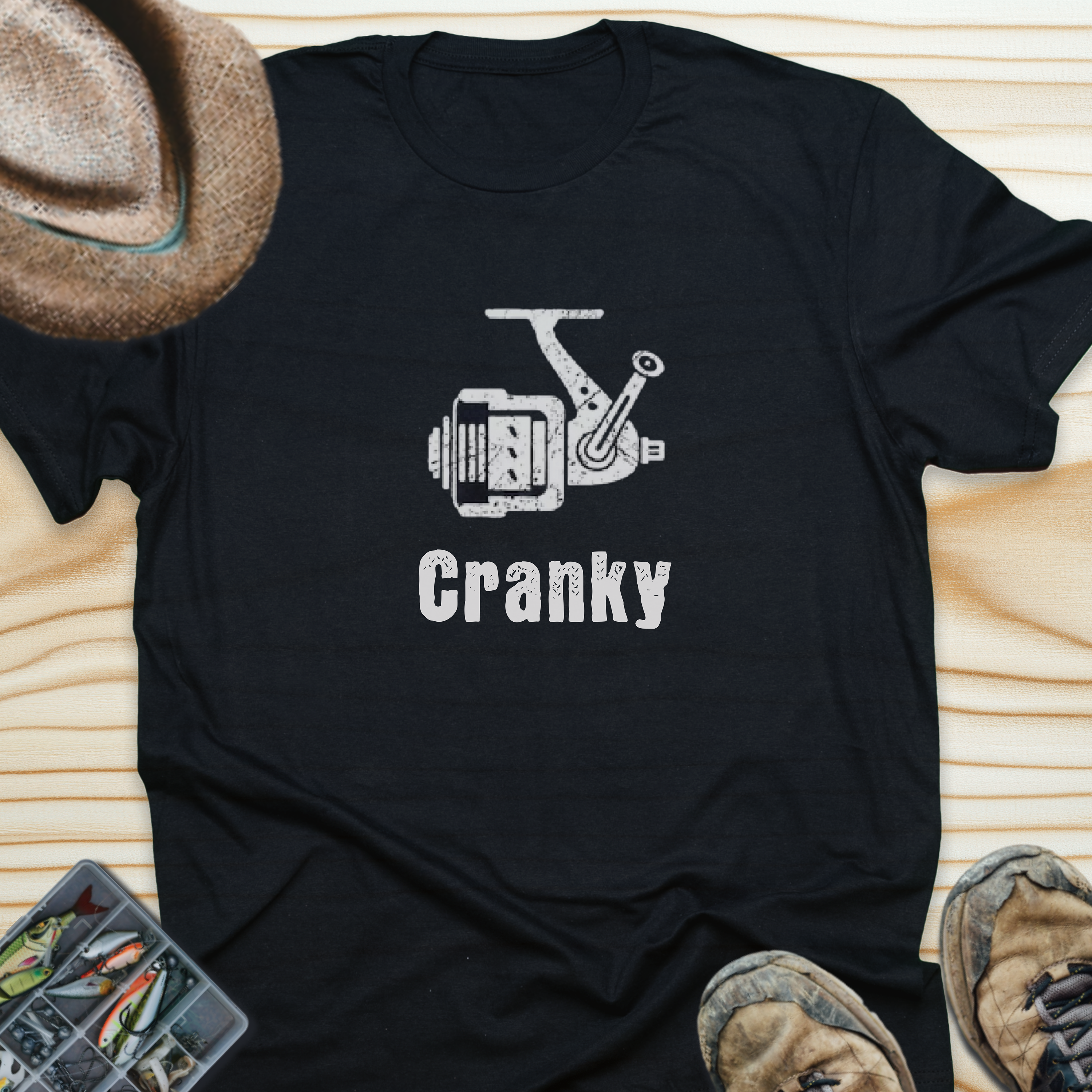 Cranky Fishing Reel T-Shirt — Funny Angler Tee for Fishermen & Fishing Lovers