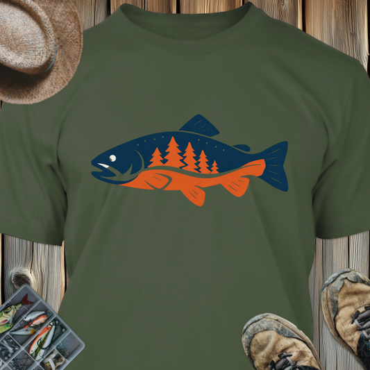 Fishing Graphic T-Shirt — Forest Trout Outdoor Adventure Tee