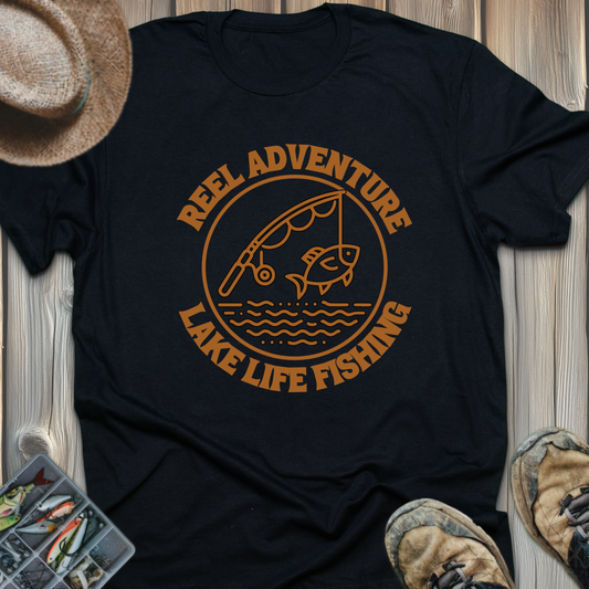 Fishing T-Shirt — "Reel Adventure Lake Life Fishing" Retro Outdoors Tee