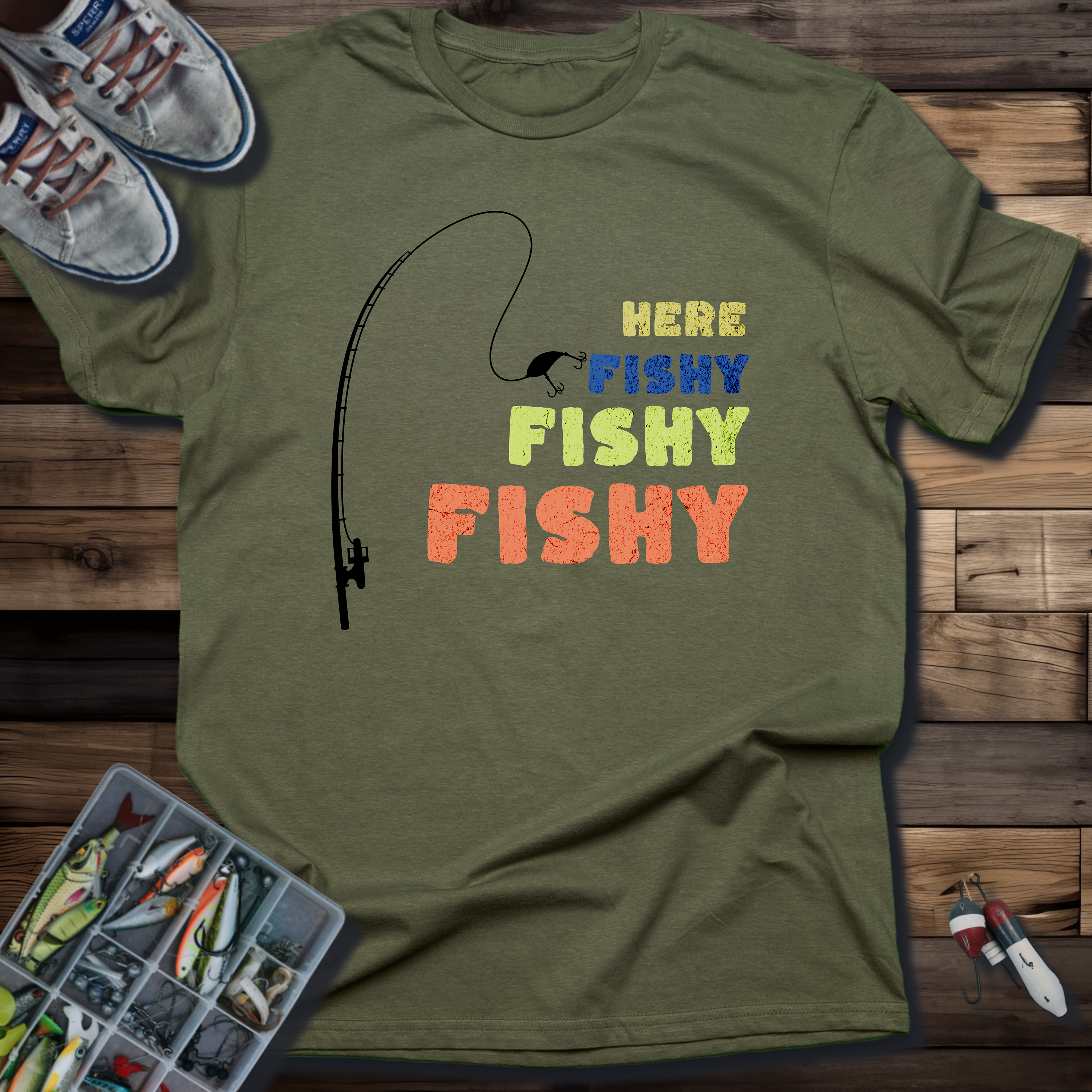HERE FISHY FISHY FISHY T-SHIRT