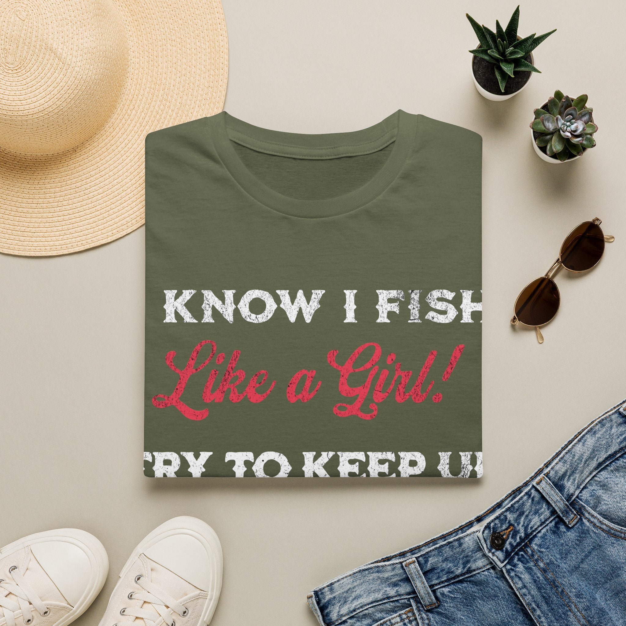 I Know I Fish Like a Girl Funny Women's Angler Tee
