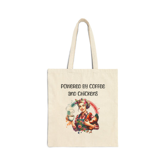 Powered by Coffee and Chickens Cotton Canvas Tote Bag