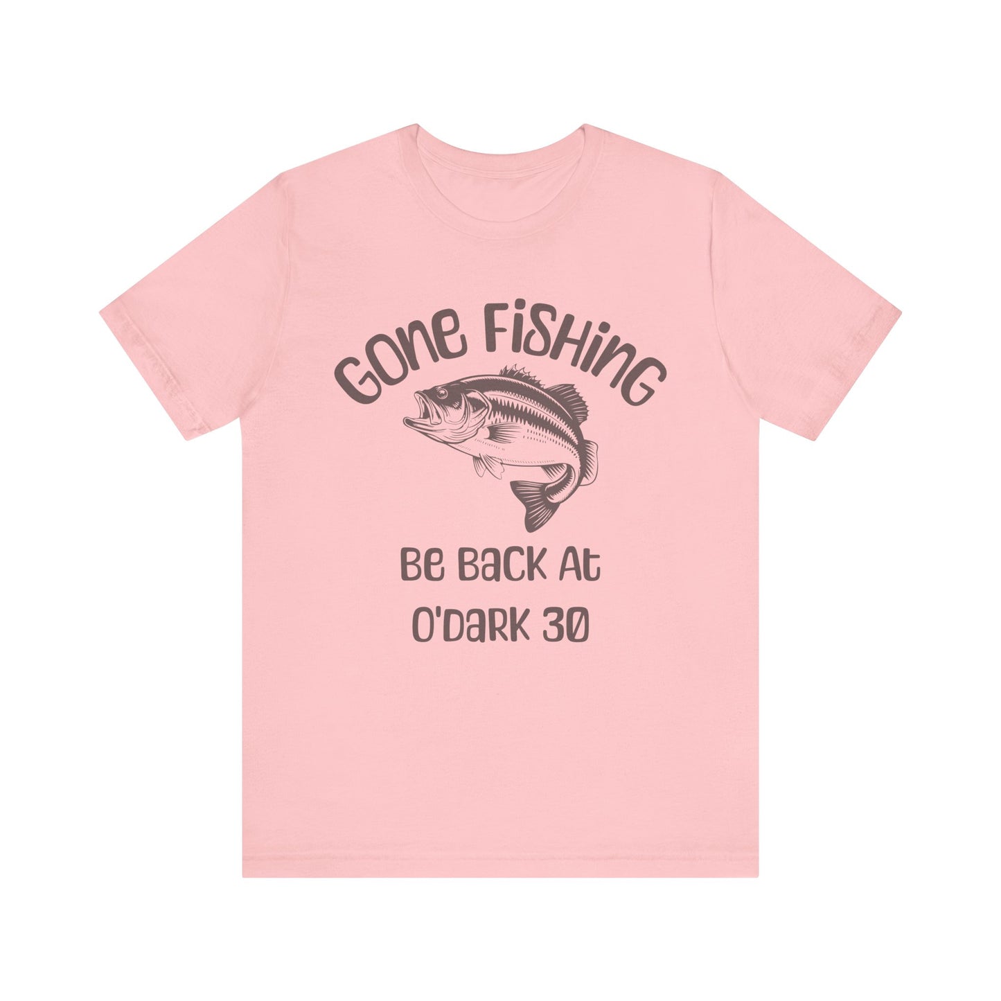 "Gone Fishing T Shirt – Largemouth Bass Jumping Graphic with 'Be Back at O'Dark 30' Outdoor Fishing Tee"