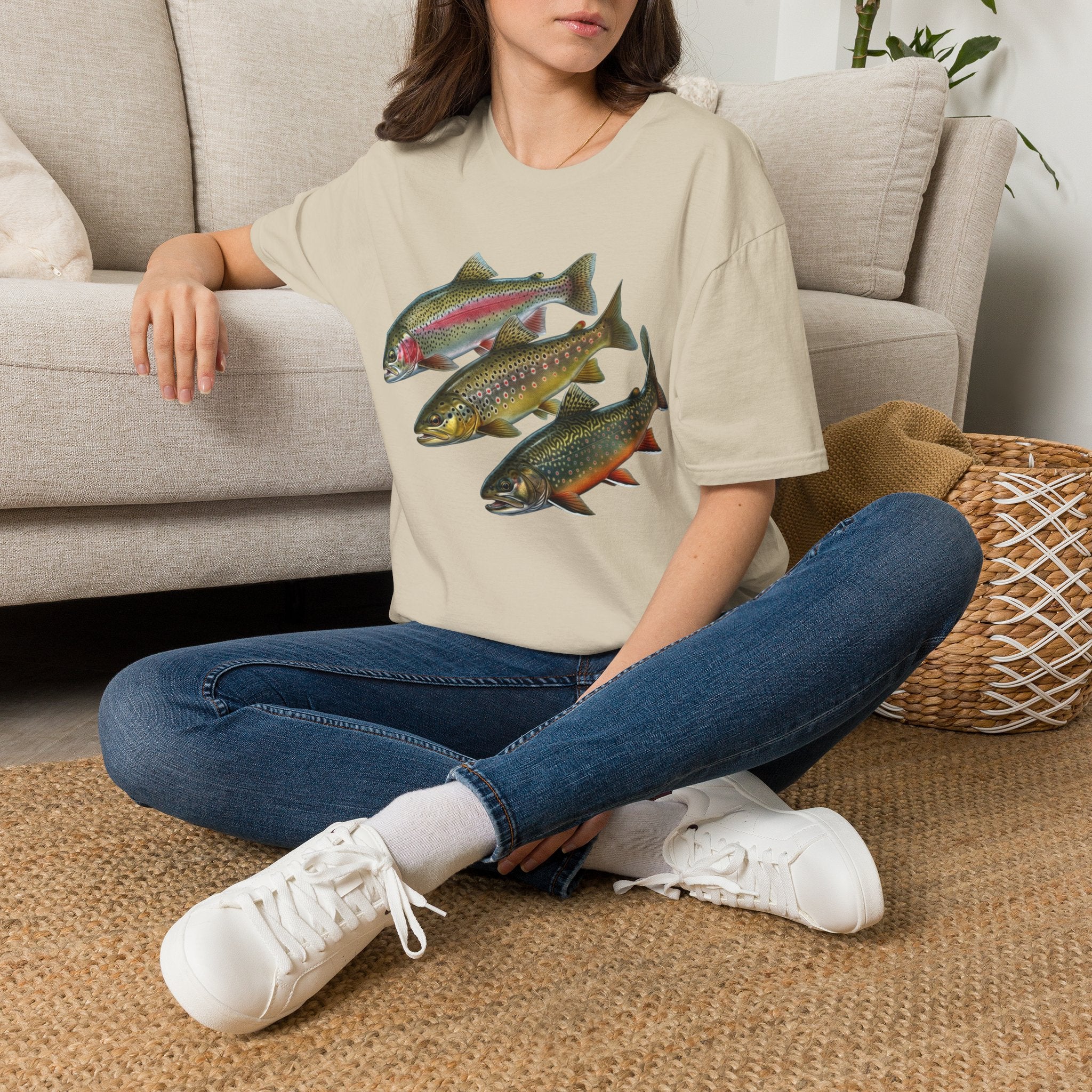 Trout Trio Graphic T-Shirt — Vintage Fishing Fish Art Tee