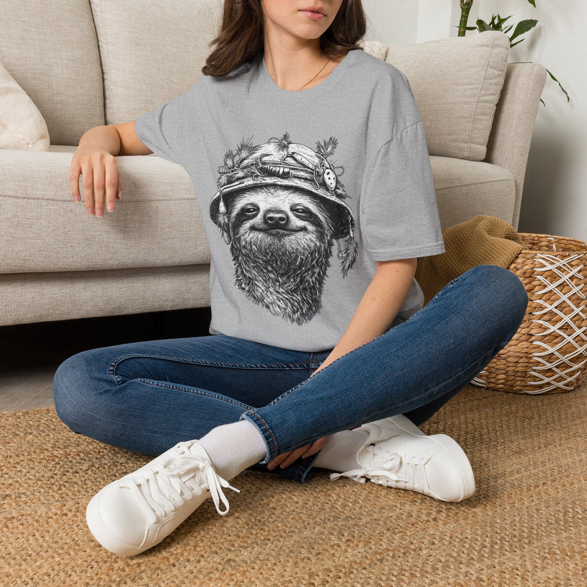 Slow & Steady Angler Sloth Fishing T-Shirt