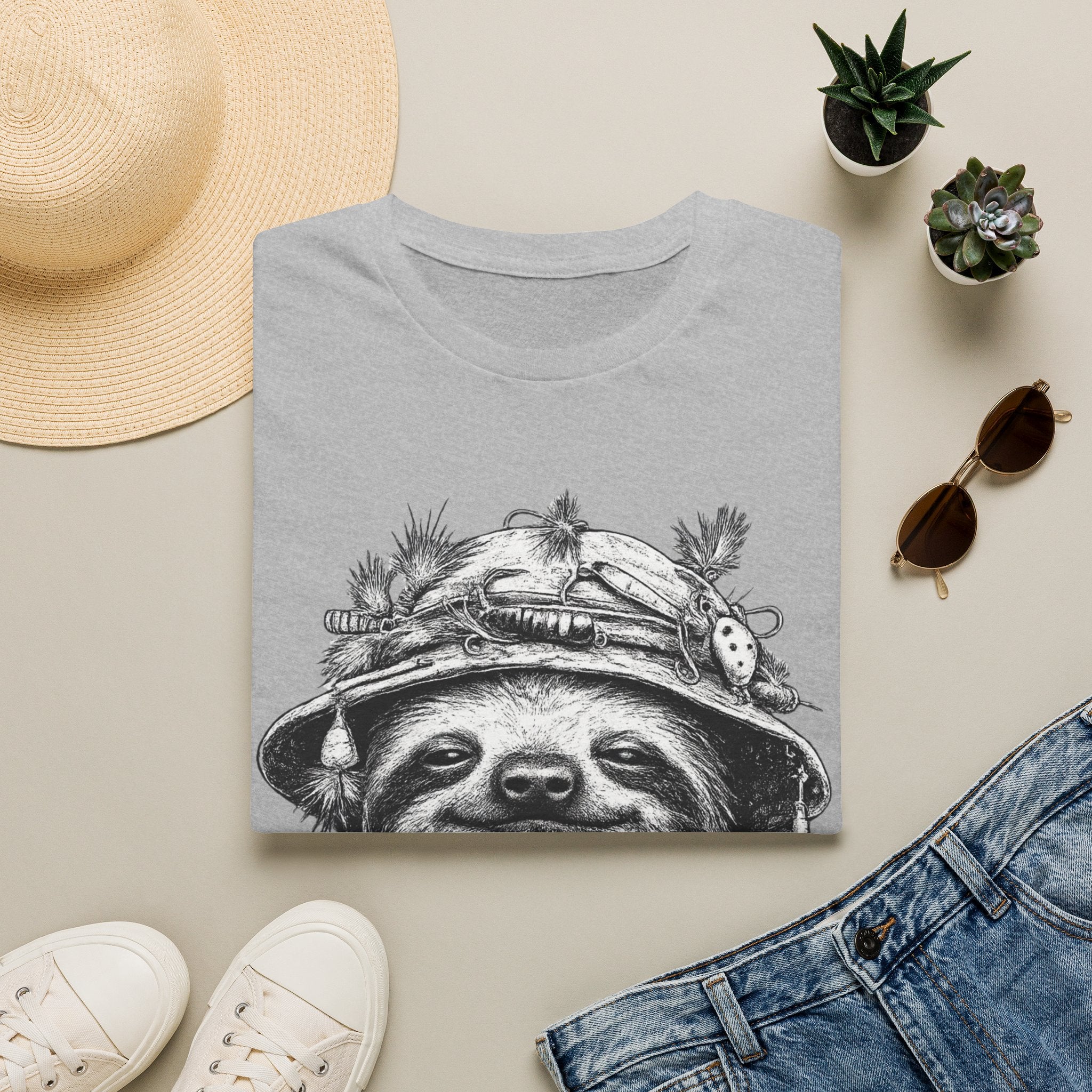 Slow & Steady Angler Sloth Fishing T-Shirt