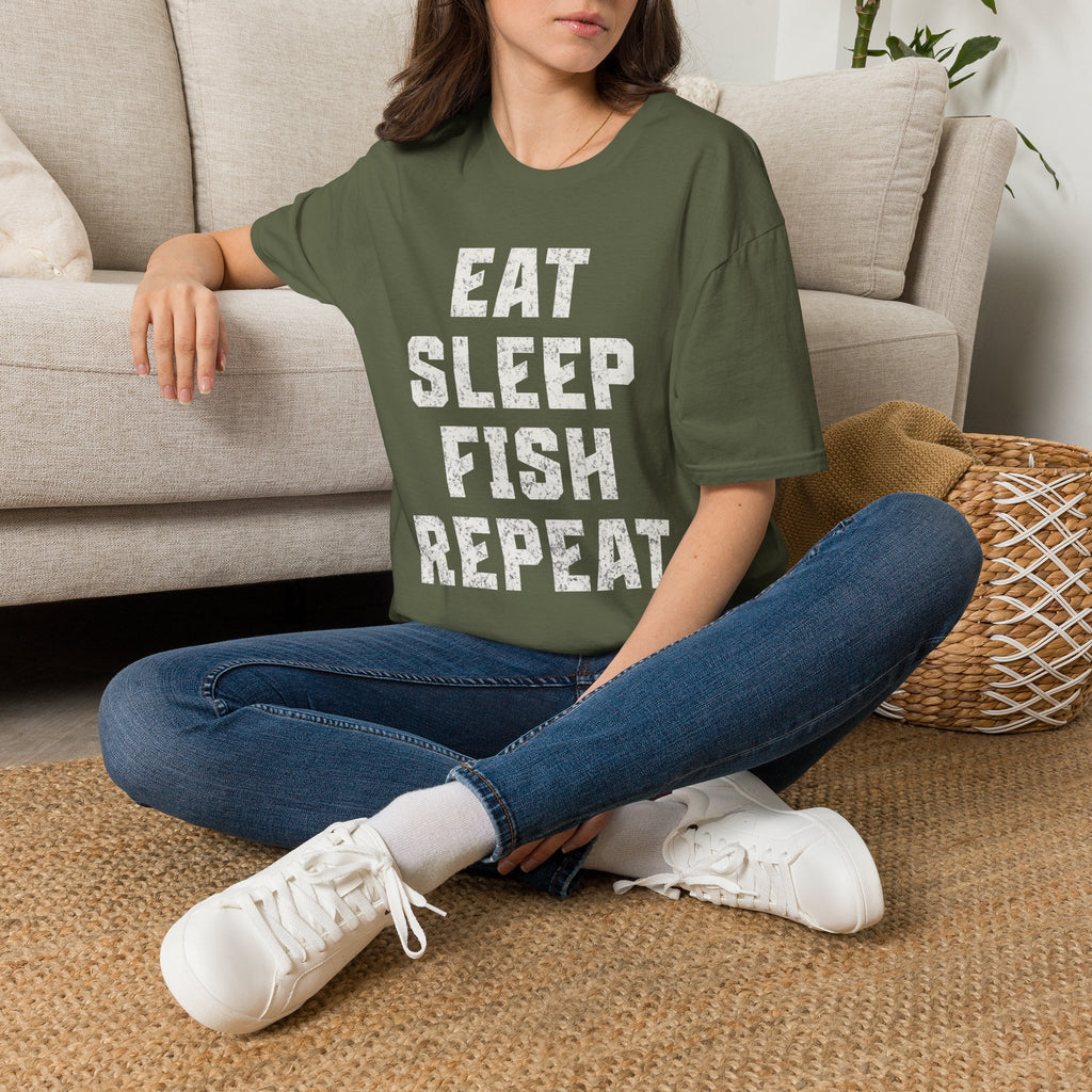 Eat Sleep Fish Repeat T-Shirt – Fishing Graphic Tee for Anglers