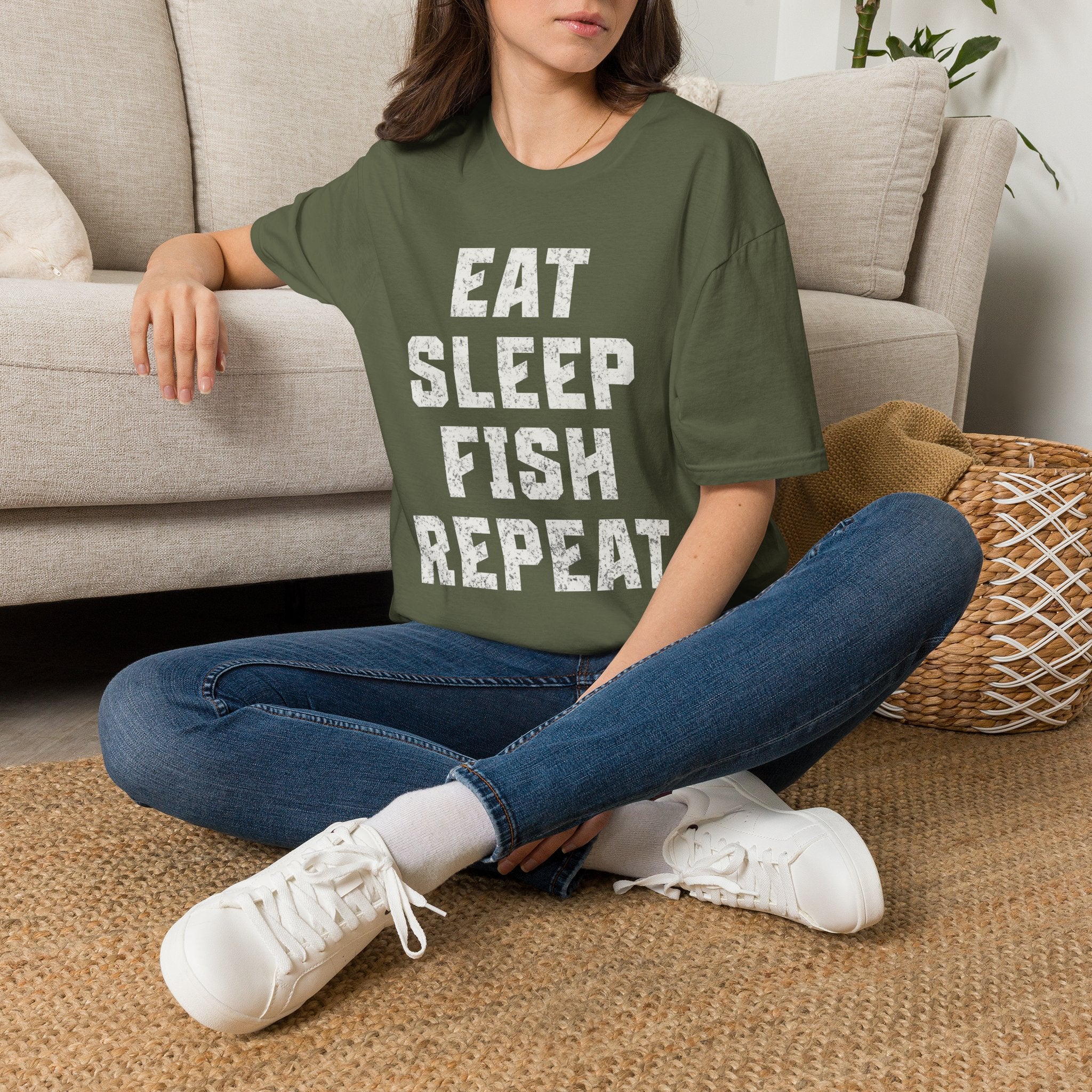 Eat Sleep Fish Repeat T-Shirt – Fishing Graphic Tee for Anglers