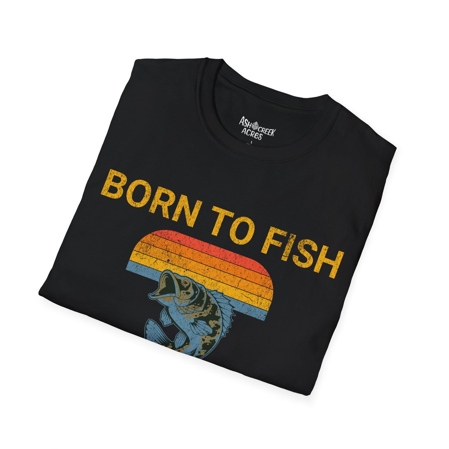 Born to Fish Forced to Work T-Shirt — Retro Fishing Tee for Anglers