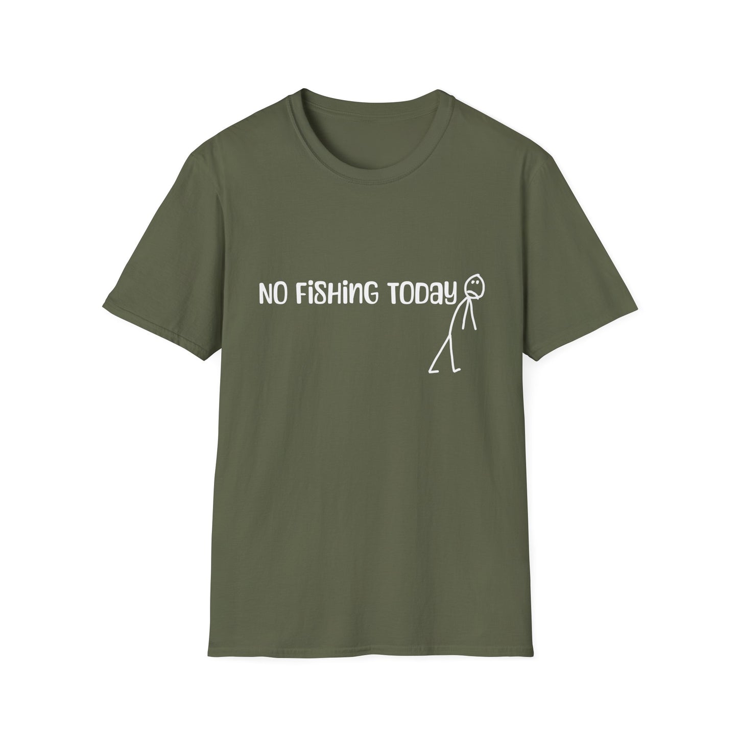 No Fishing Today T-Shirt — Funny Stick Figure Angler Tee