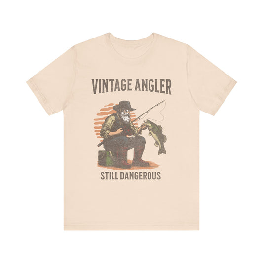 Vintage Angler Tee, Unisex Fishing Shirt, Relaxed Fit Outdoor Apparel, Great for Fishing Trips, Cool Gift for Dads and Men