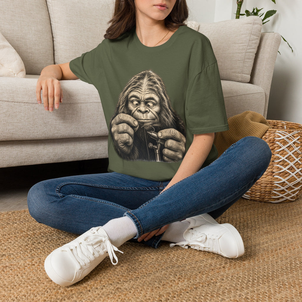 Sasquatch Fly Tying T-Shirt | Bigfoot Fly Fishing Tee for Anglers