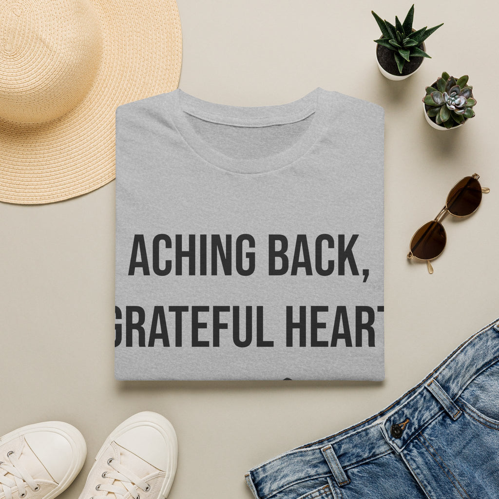 Aching Back, Grateful Heart Fishing T-Shirt | Funny Angler Tee for Fishermen