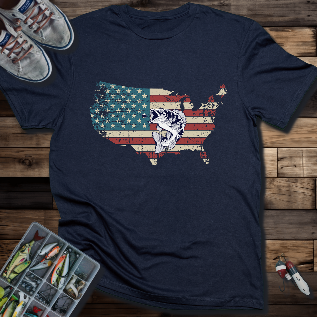 AMERICAN FLAG WITH BASS T-SHIRT