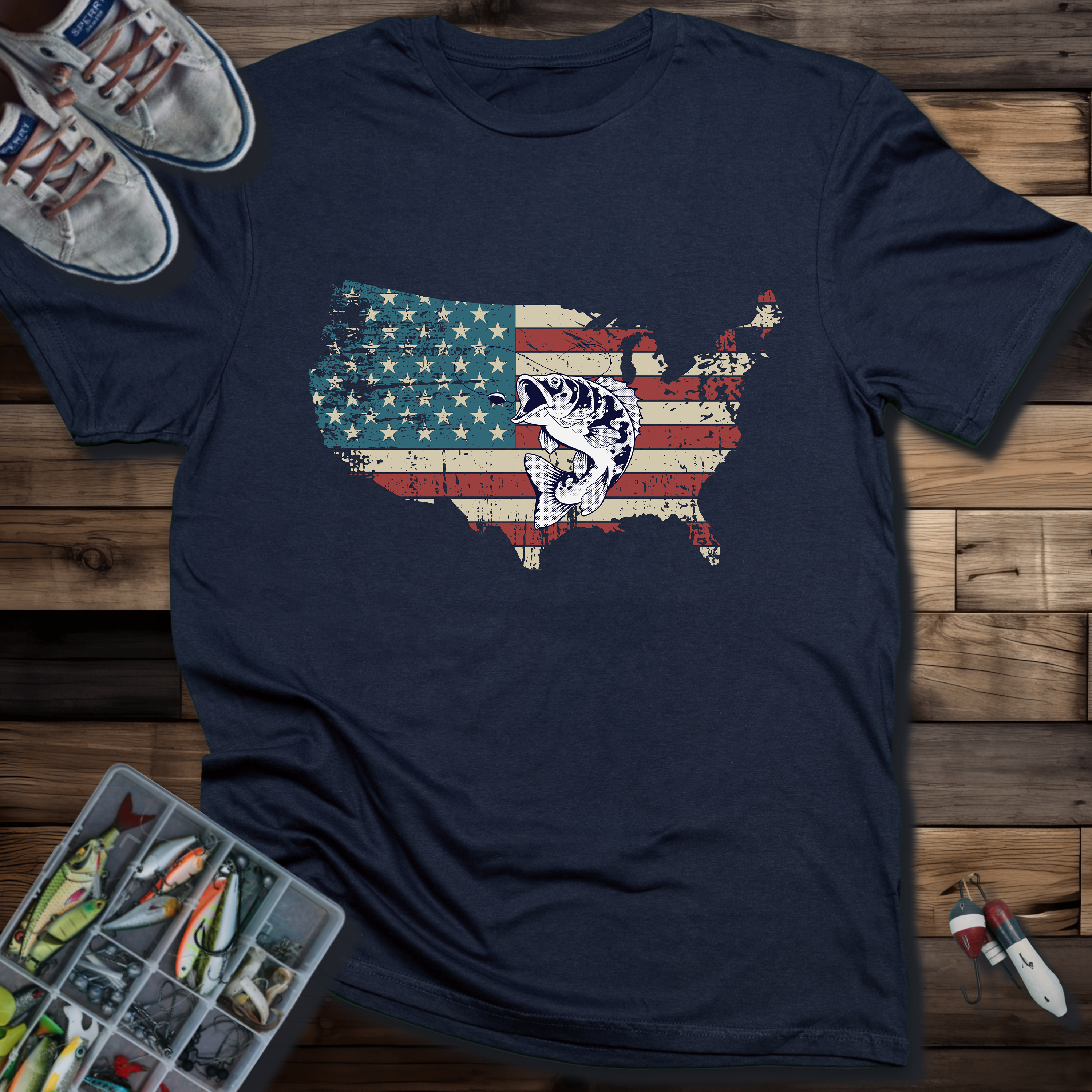 AMERICAN FLAG WITH BASS T-SHIRT