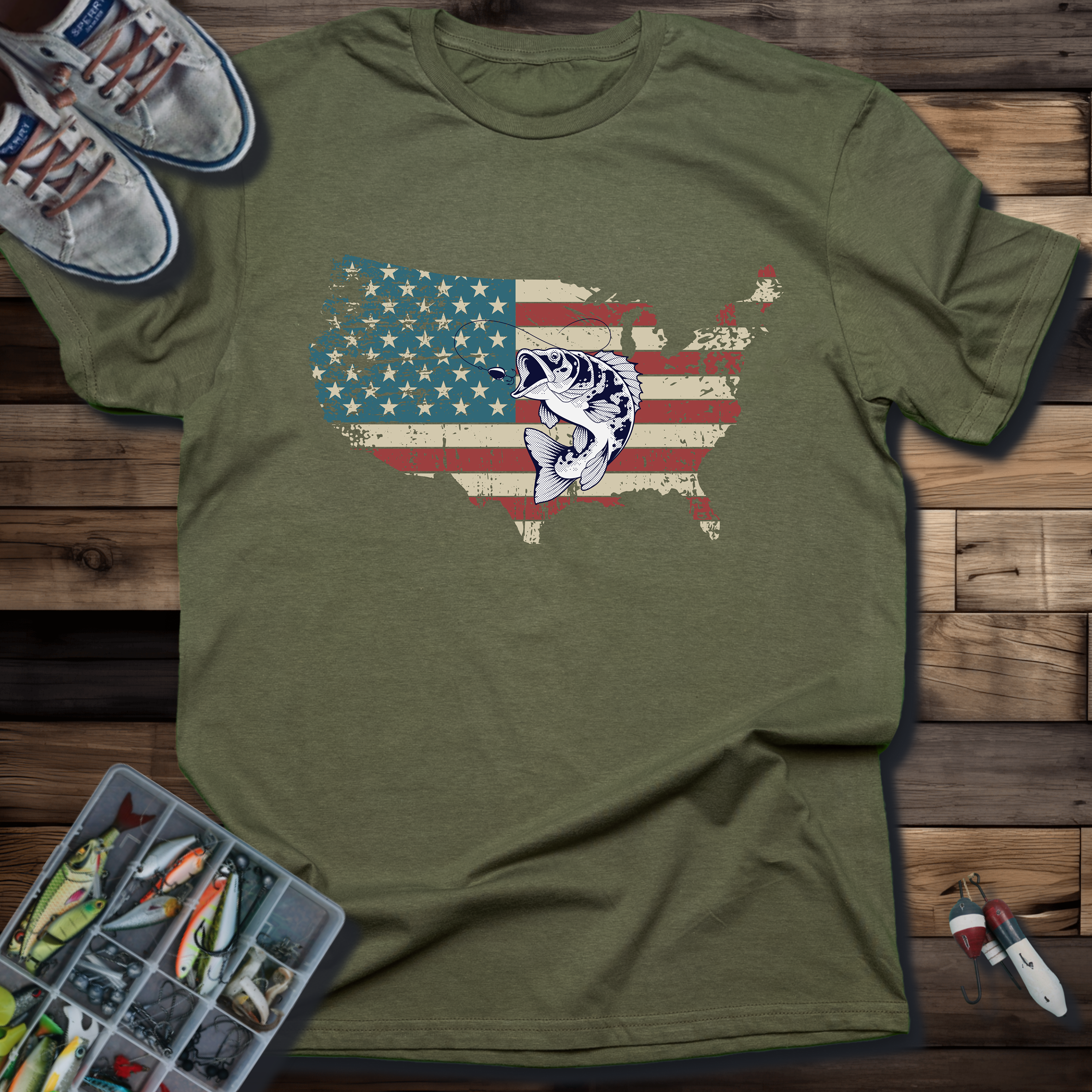 AMERICAN FLAG WITH BASS T-SHIRT