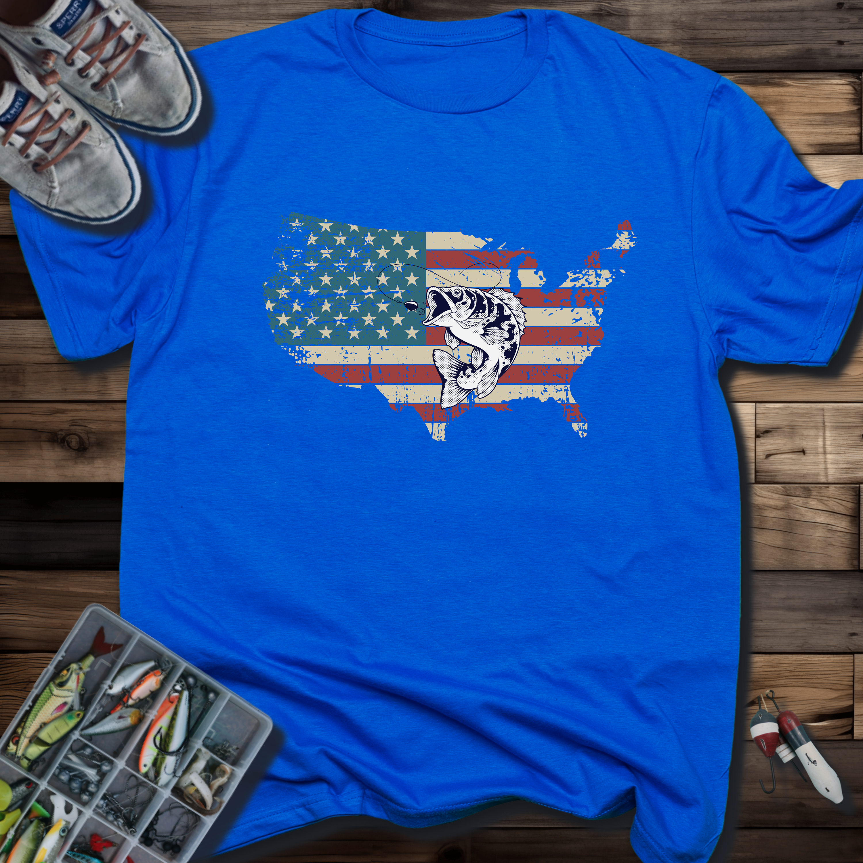 AMERICAN FLAG WITH BASS T-SHIRT