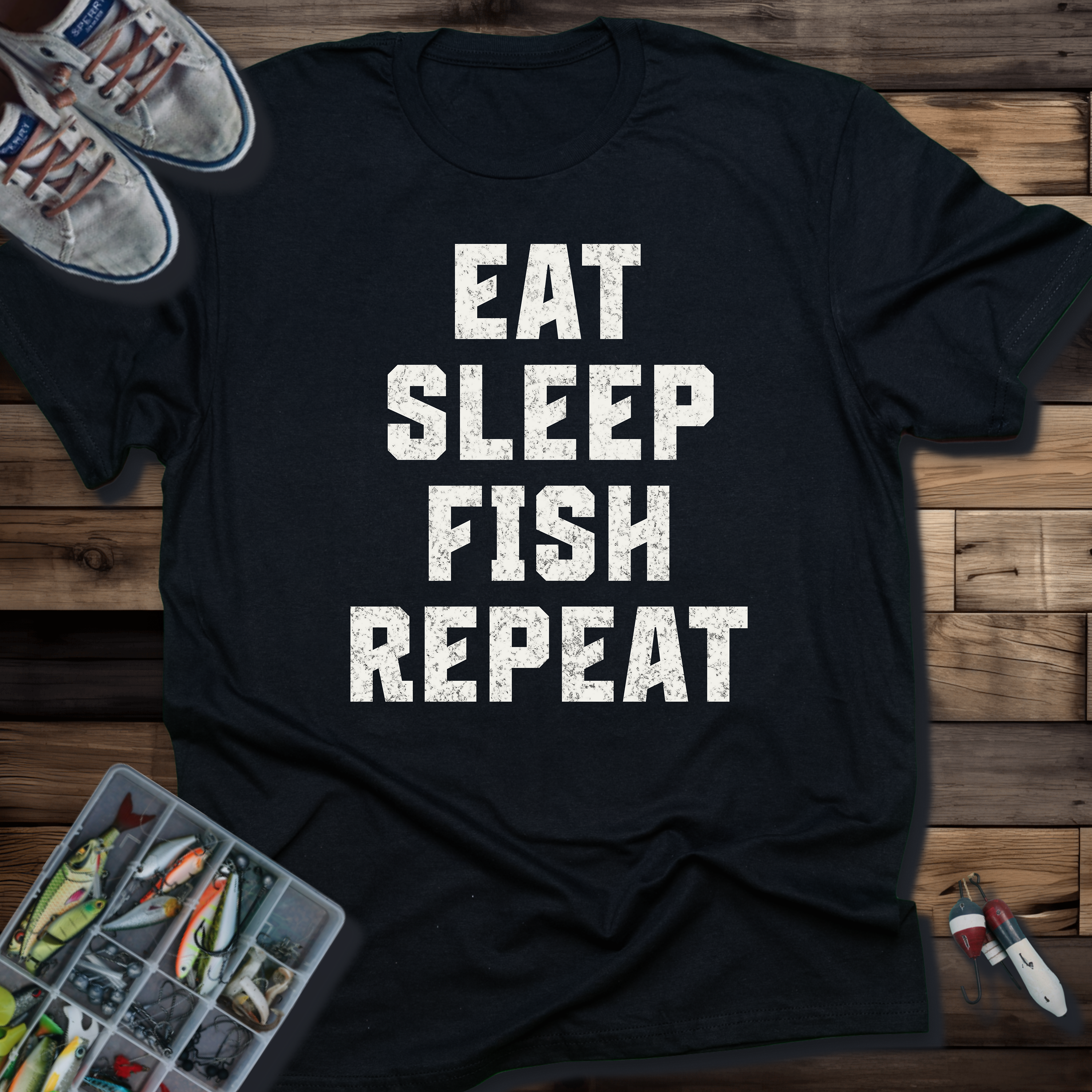 Eat Sleep Fish Repeat T-Shirt – Fishing Graphic Tee for Anglers