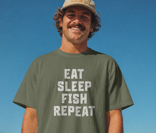 Eat Sleep Fish Repeat T-Shirt – Fishing Graphic Tee for Anglers