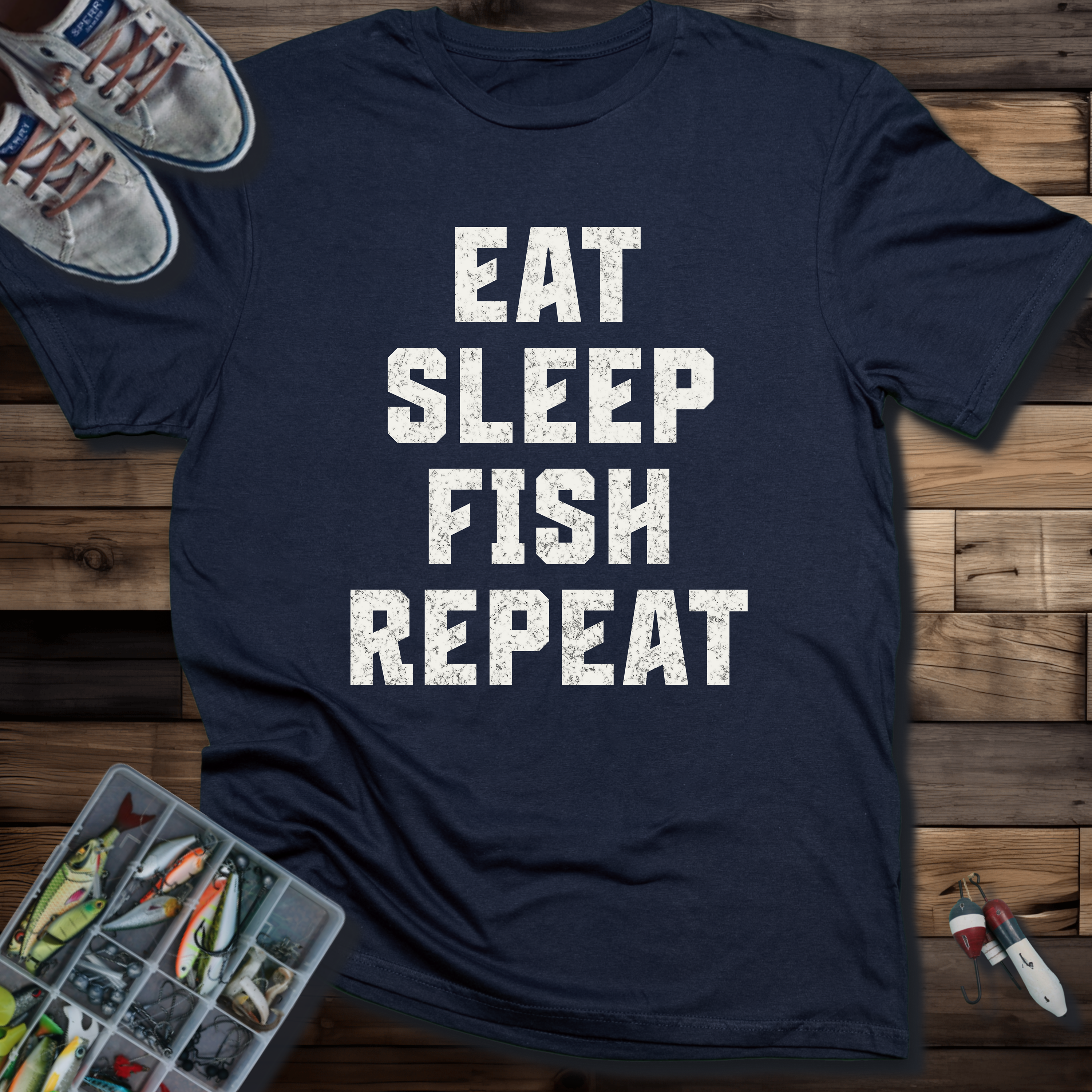 Eat Sleep Fish Repeat T-Shirt – Fishing Graphic Tee for Anglers