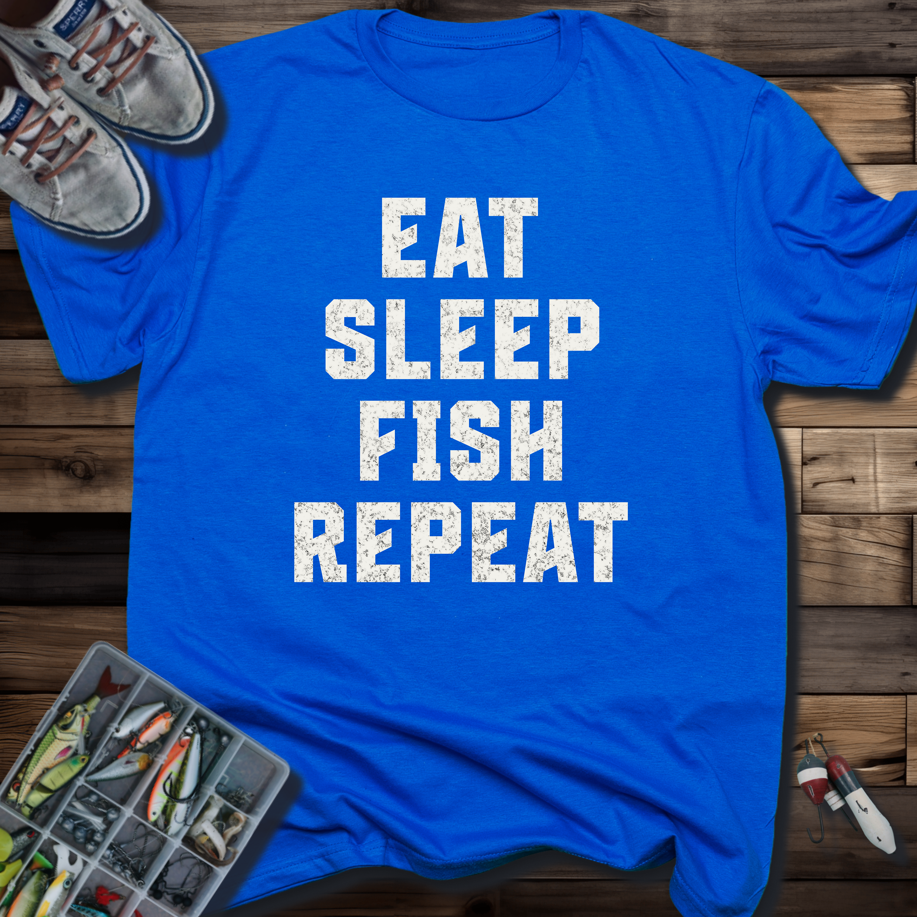 Eat Sleep Fish Repeat T-Shirt – Fishing Graphic Tee for Anglers
