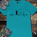 Fishing Heartbeat T-Shirt | Fly Fisherman EKG Line Graphic Tee for Anglers
